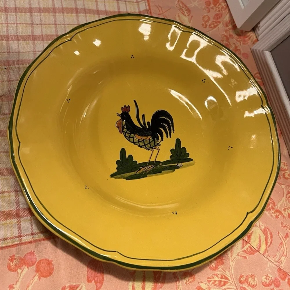 Sur La Table Yellow Rooster Farm Soup Bowls Set‎ 2 Made in Italy Rustic Country